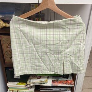 Sunday Best Light Green Plaid Mini Skirt
